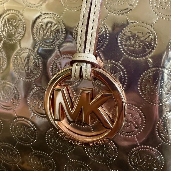 Rare Michael Kors Large Rose Gold Metallic Grayson Bag - Picture 2 of 13